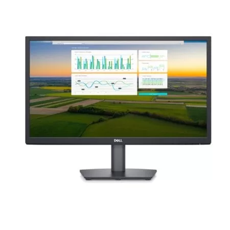 El Dell E2222H – Monitor LED IPS 21.45″, Full HD, Widescreen 16:9, 60Hz, 250cd/m2, 10ms, VGA, DisplayPort, Negro se muestra sobre un fondo blanco.