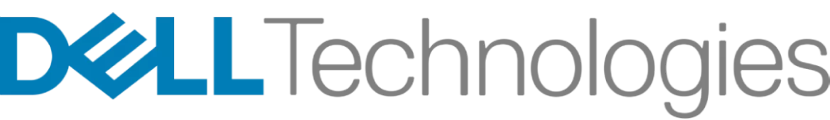 Logotipo de tecnologías Dell sobre fondo negro.
